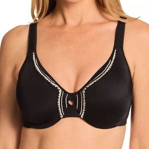 Olga by Warners Butterfly Effect Black Bra 35912 Black White Embroidery Size 36D